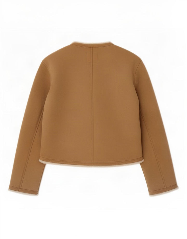 Damska kurtka oversize Sherpa Zara UK 6 XS, brązowa, poliester