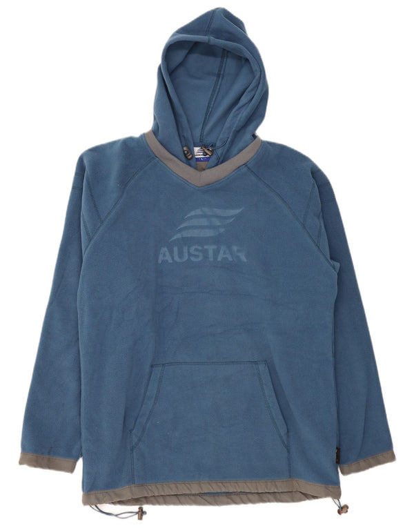 Męski polarowy sweter z kapturem VINTAGE, duży niebieski poliester