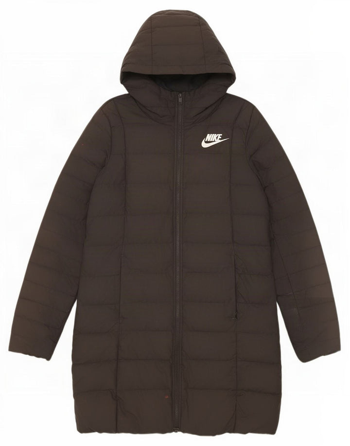 Damski płaszcz z kapturem i ociepleniem Nike UK 14, średni czarny poliester