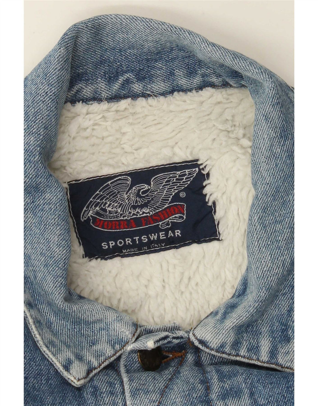 Vintage męska kurtka dżinsowa Sherpa UK 40, duża niebieska