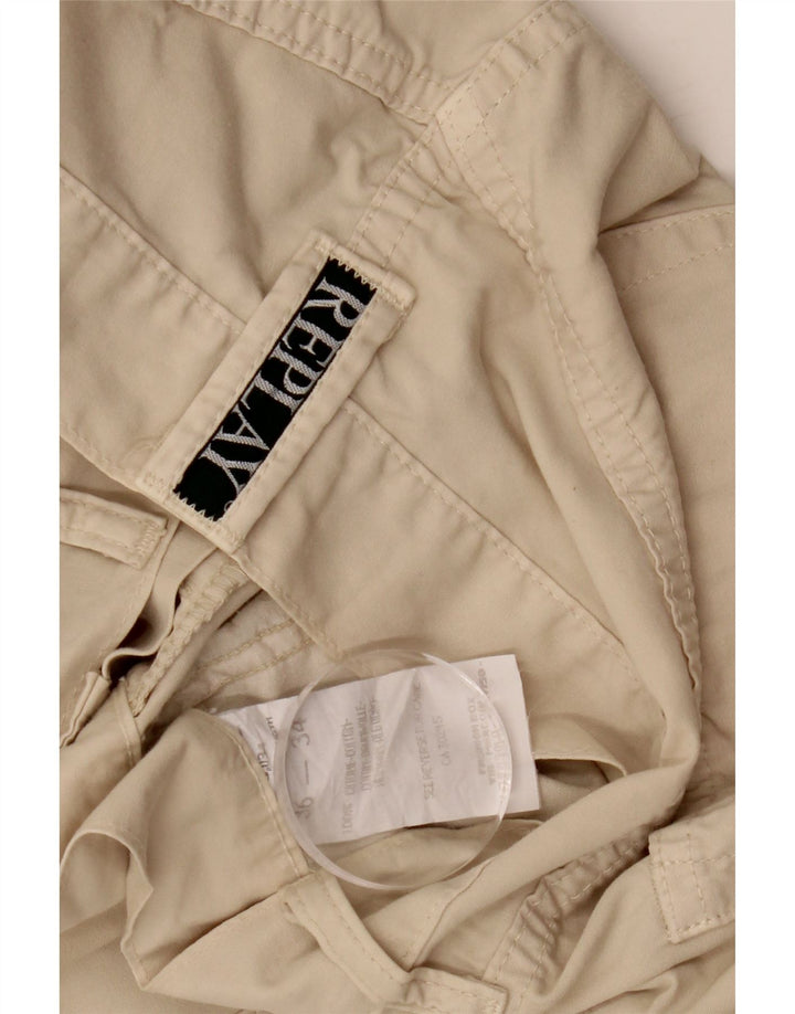 Męskie proste spodnie codzienne REPLAY W36 L34 Beżowa bawełna