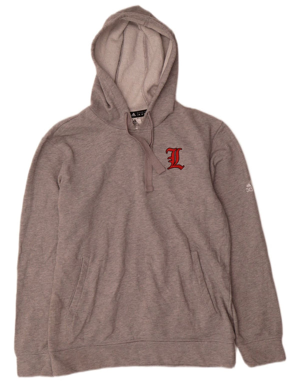 Adidas Męska bluza z kapturem Louisville Cardinals, średnia szara bawełna