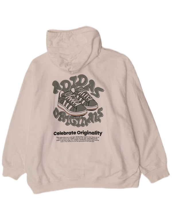 Damska bluza z kapturem Adidas Graphic Oversized UK 12/14 Średnia biała bawełna