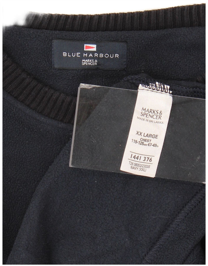 Marks & Spencer Męski niebieski sweter polarowy Harbor 2XL, granatowy, poliester