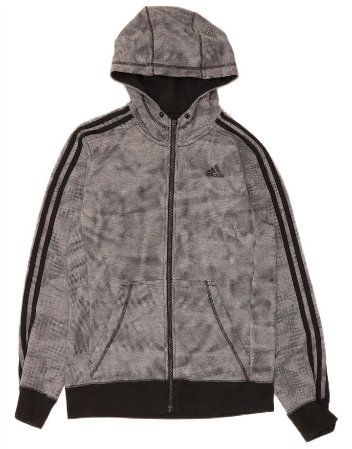 Adidas Męski sweter z kapturem Climalite Zip, mały, szary, cętkowany poliester