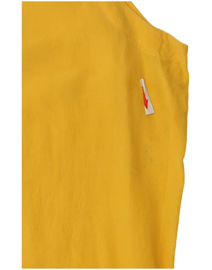 Vintage damska bluzka oversize bez rękawów Top UK 10 Mały żółty jedwab