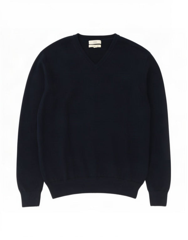 Marks & Spencer Męski sweter z dekoltem w kształcie litery V, XL, granatowy, bawełniany