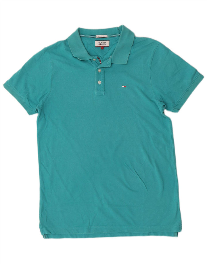Męska koszulka polo Tommy Hilfiger, duża, turkusowa