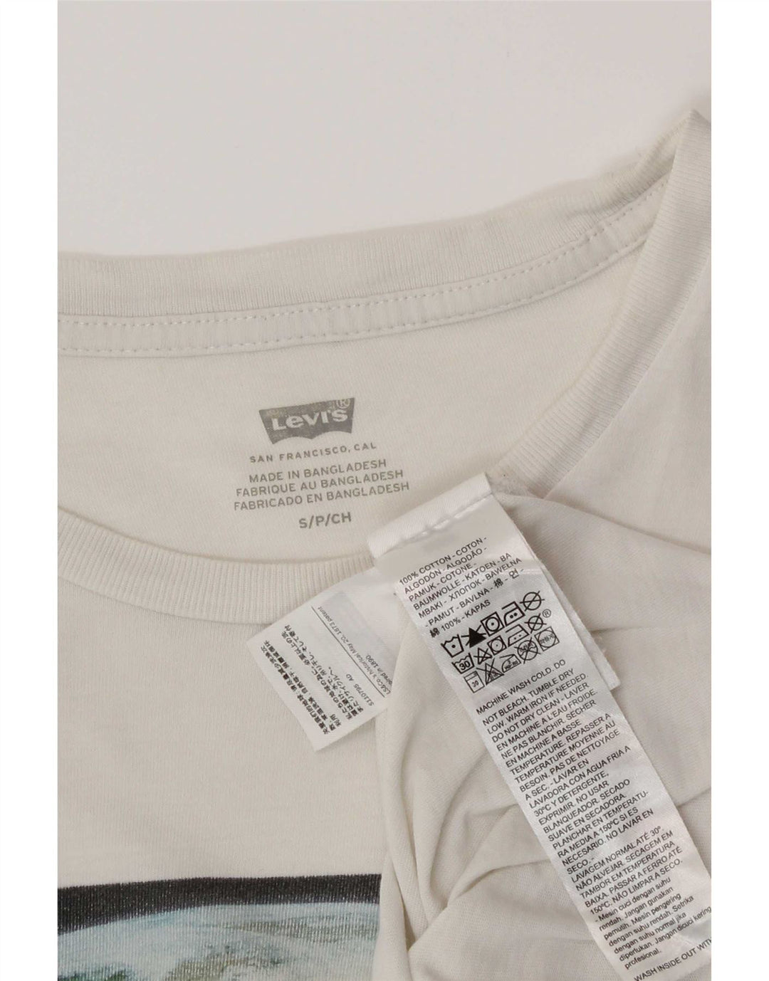 Męski T-shirt z grafiką Levi's, mały, biały, bawełniany