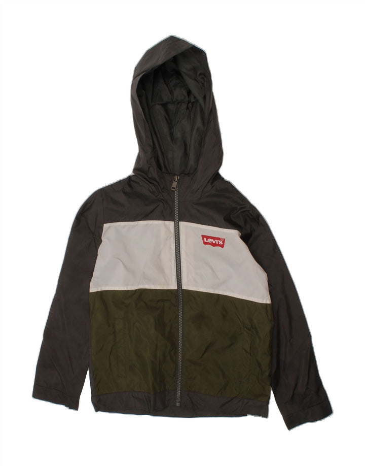 LEVI'S Boys Hooded Tracksuit Top Jacket 6-7 Years Large  Grey Colourblock Vintage Levi's and Second-Hand Levi's from Messina Hembry 