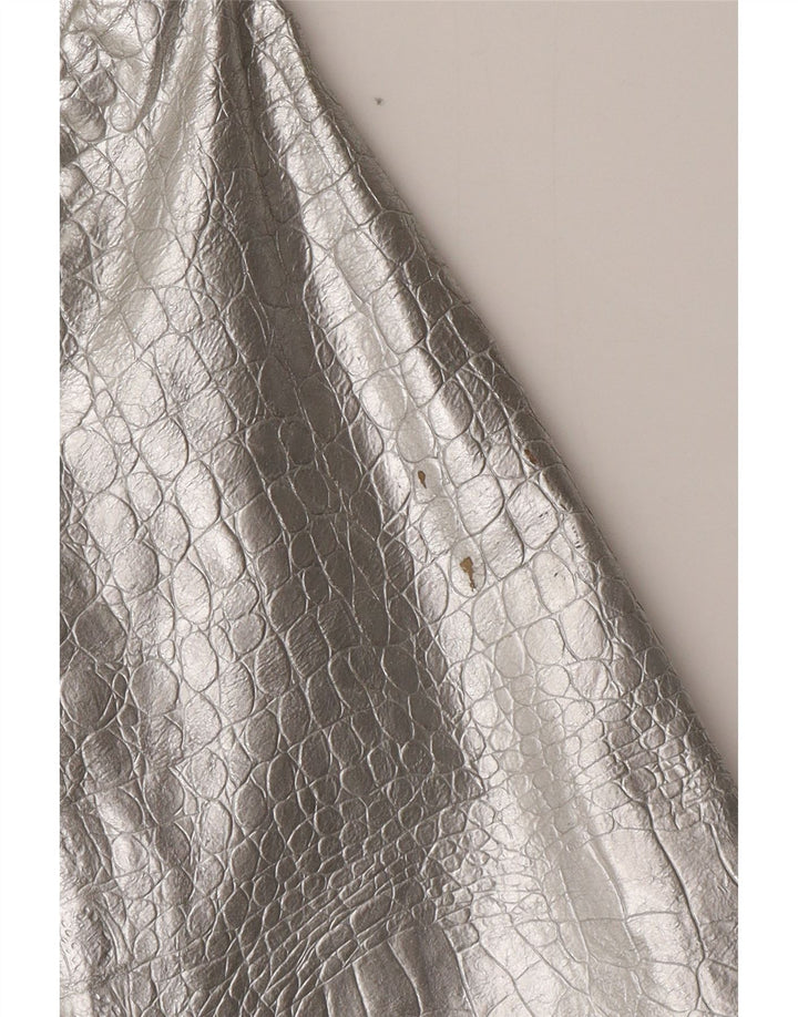 Damska kurtka skórzana CORTEFIEL UK 12, średnia srebrna skóra