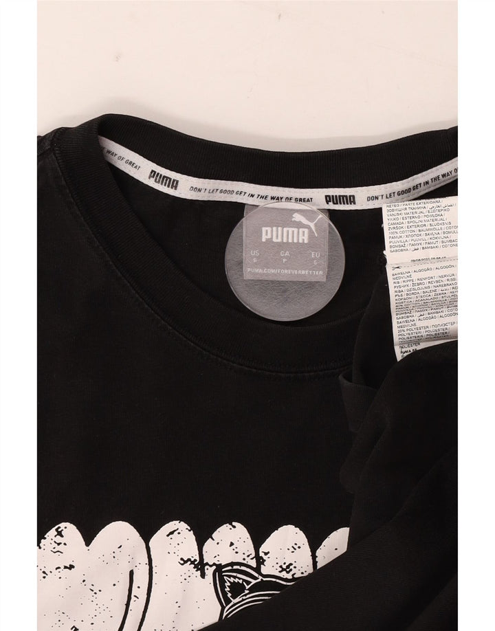 Męski T-shirt z grafiką Puma, mały, czarny, bawełniany