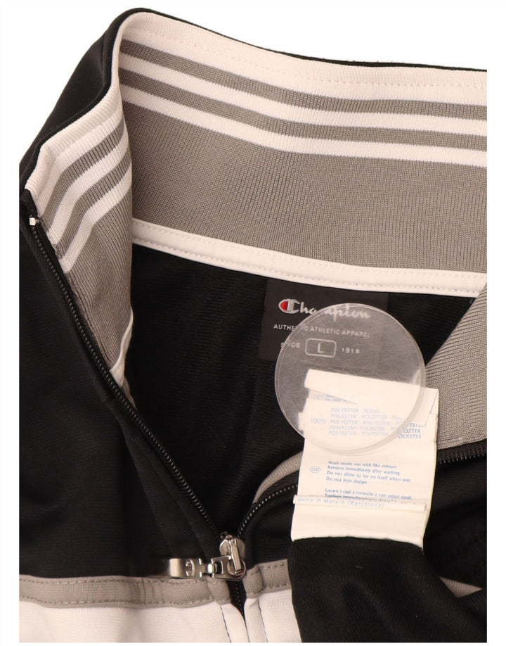 Męska kurtka dresowa CHAMPION, duża, czarna, poliestrowa z blokami kolorów