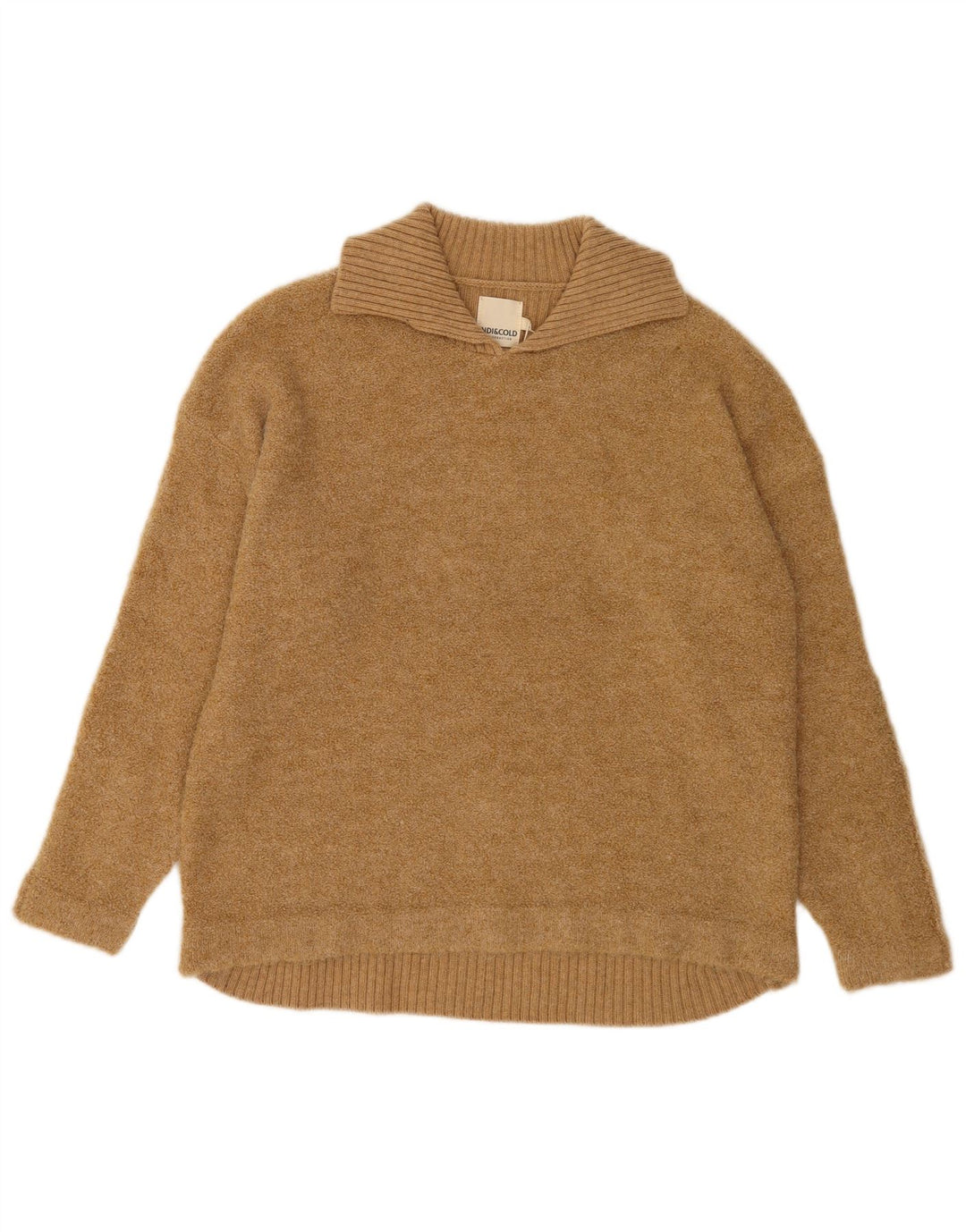 Damski sweter oversize Indi & Cold Sweter polo UK16, duży, beżowy, wełniany