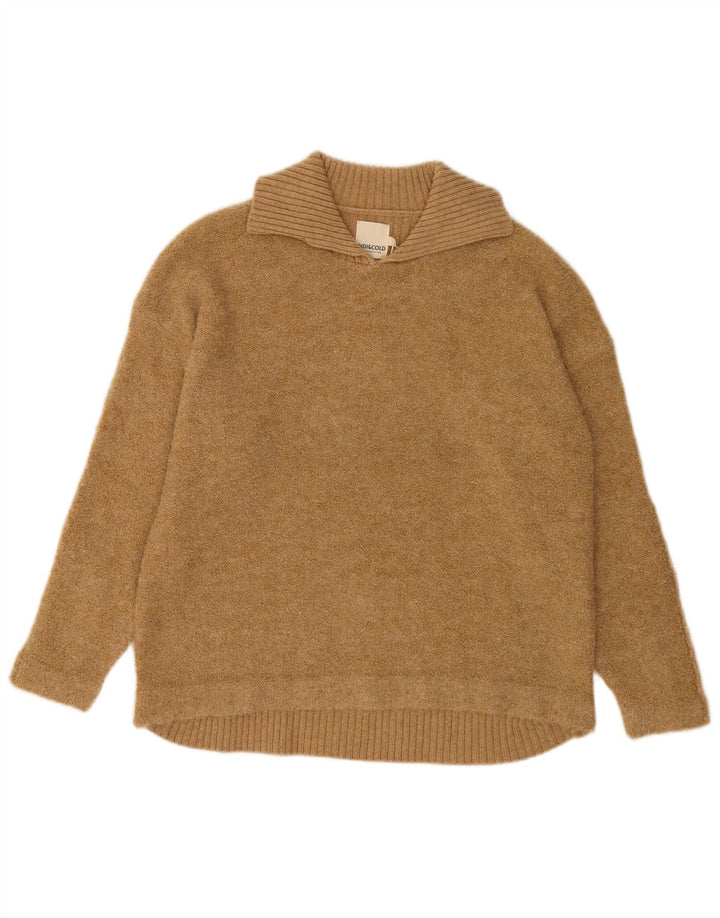 Damski sweter oversize Indi & Cold Sweter polo UK16, duży, beżowy, wełniany