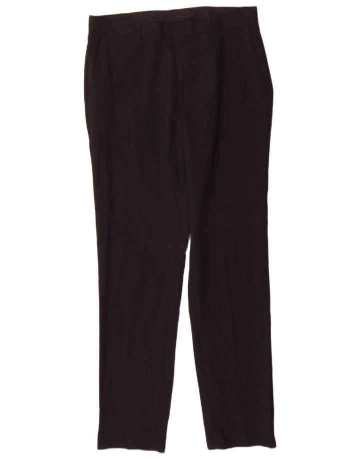 Marks & Spencer Męskie spodnie garniturowe slim fit W32 L33 Czarny poliester