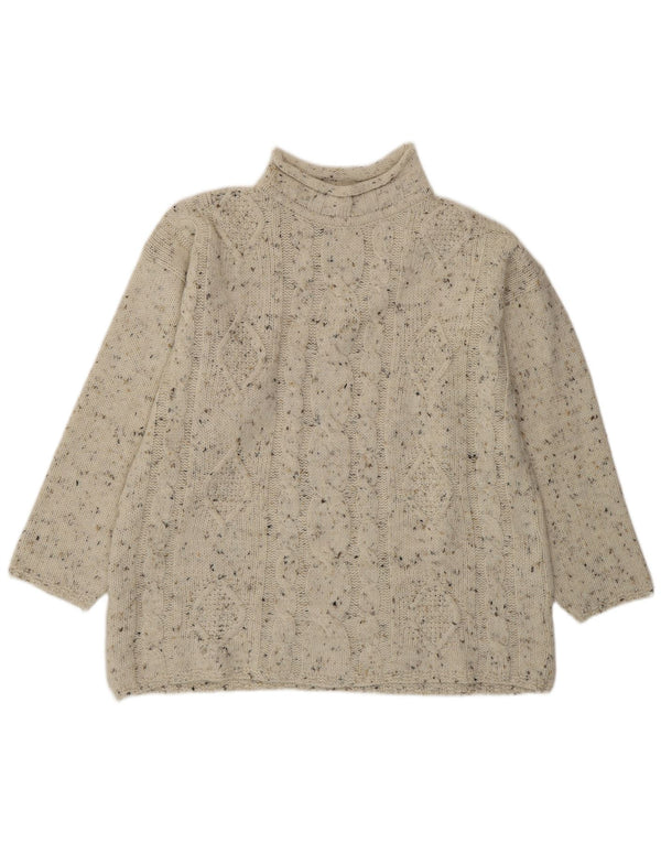 Sweter damski VINTAGE z golfem UK 18 XL Szary, nakrapiany akryl