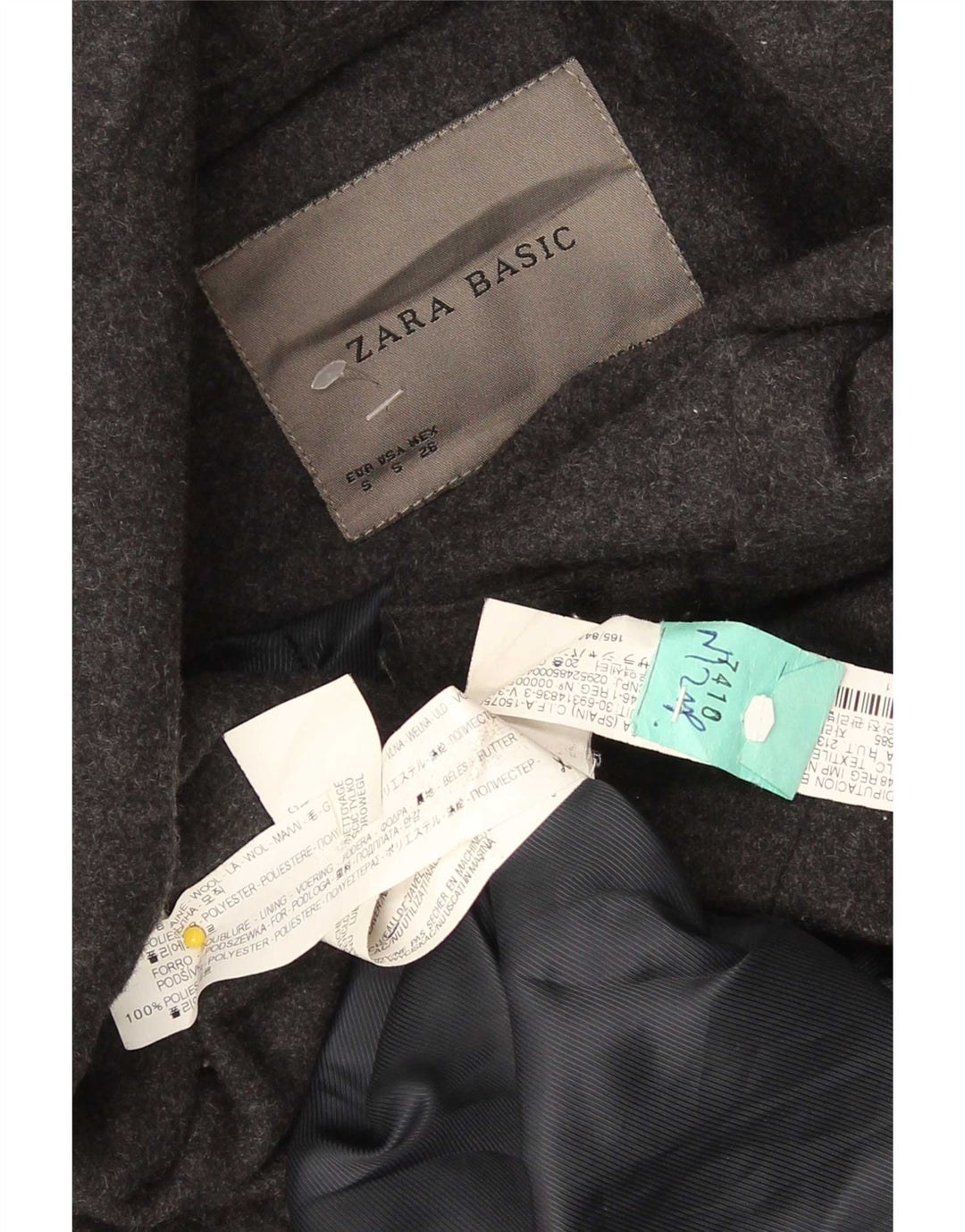 Damski płaszcz z kapturem Zara UK 10 Small, czarna wełna