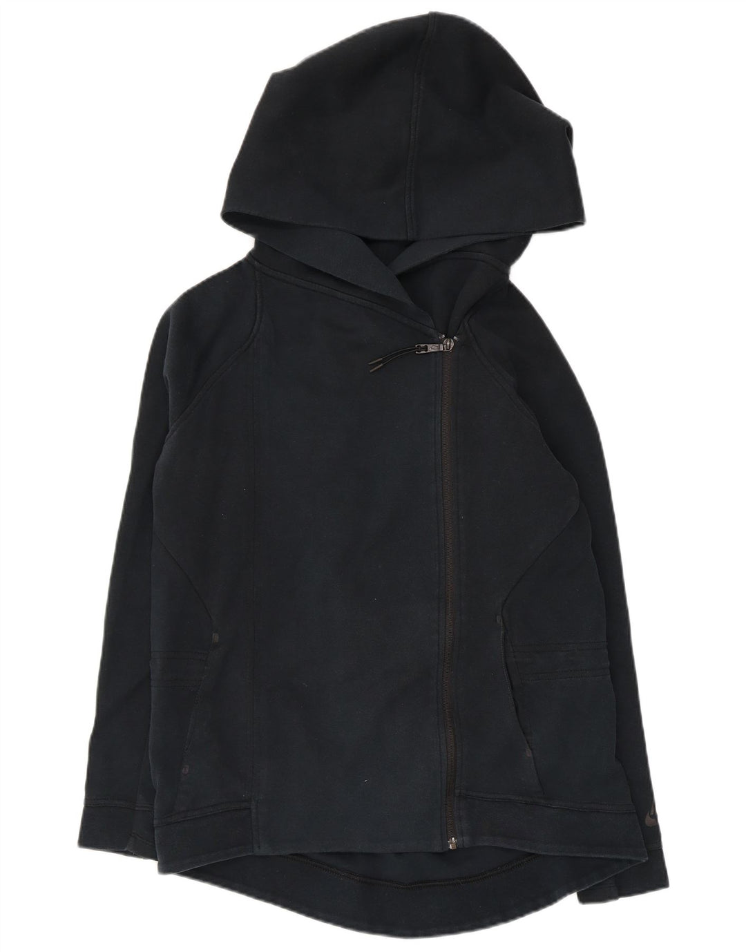 Damski sweter oversize z kapturem i zamkiem NIKE UK 10, mały, granatowy, bawełniany