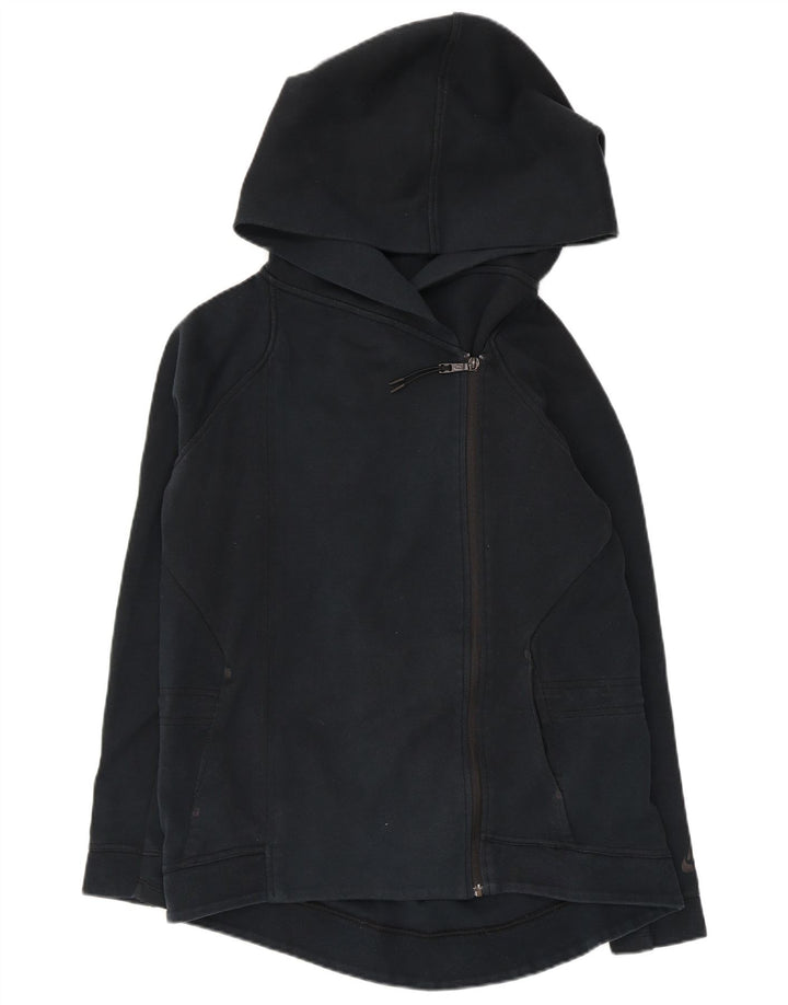 Damski sweter oversize z kapturem i zamkiem NIKE UK 10, mały, granatowy, bawełniany