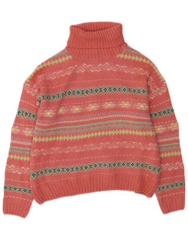 PIAZZA ITALIA Damski sweter z golfem UK 18 XL, różowy Fair Isle