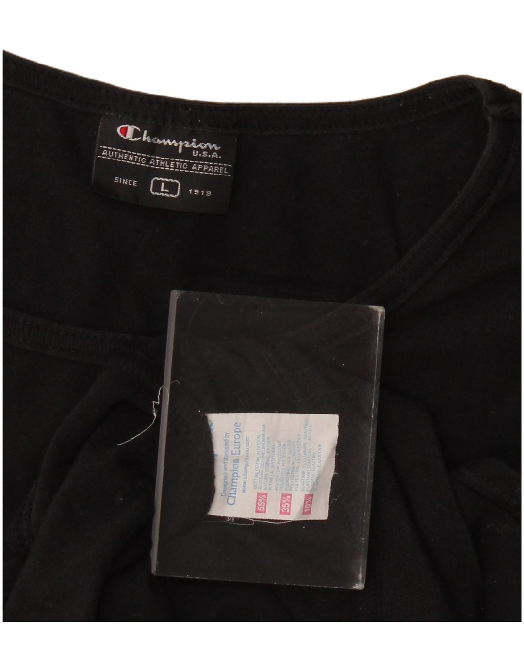 Damska koszulka Champion Slim T-Shirt Top UK 16, duża, czarna bawełna