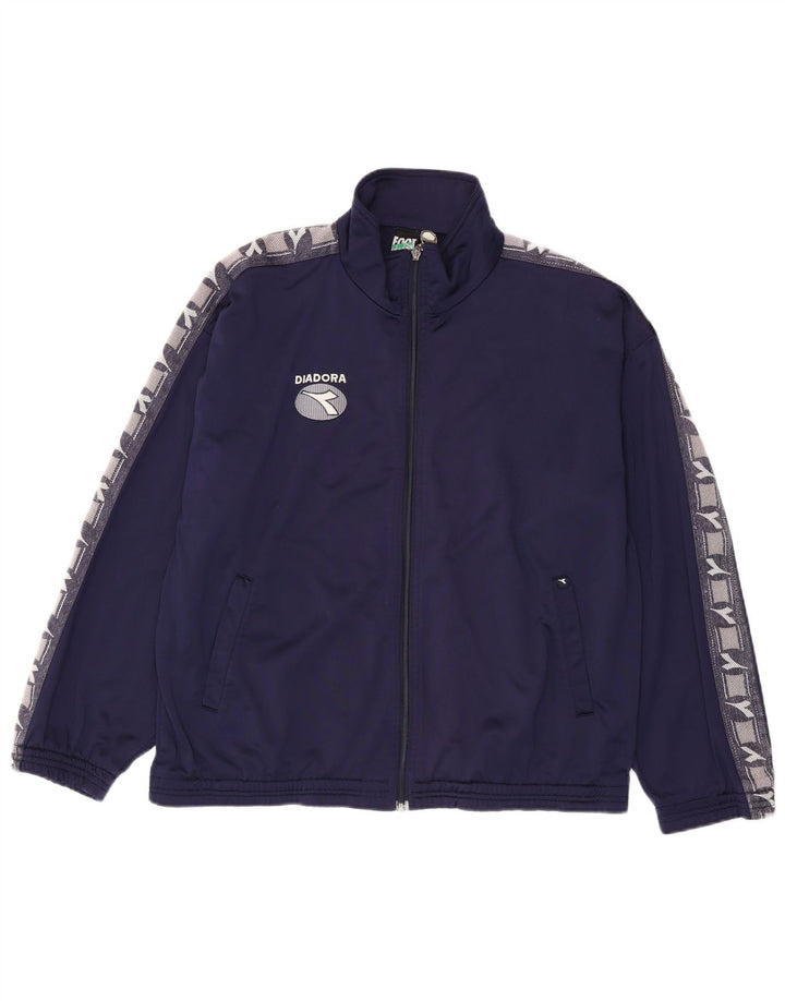 Męska kurtka dresowa Diadora z grafiką UK 40, średni granatowy poliester