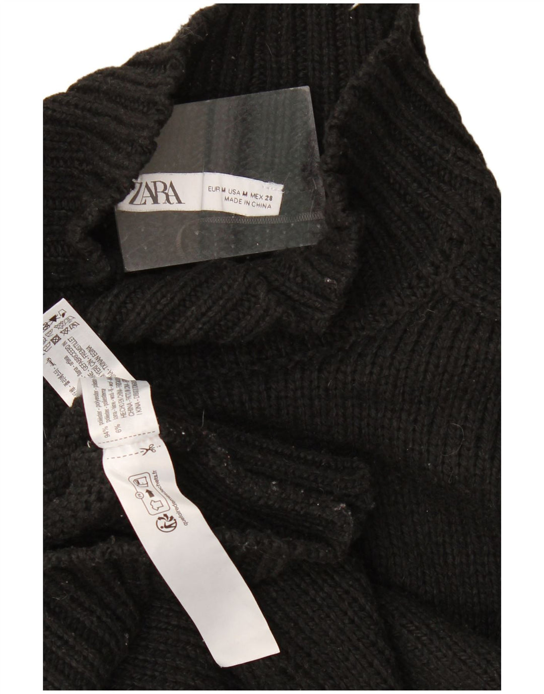 Damski sweter oversize z golfem Zara UK 14, średni czarny