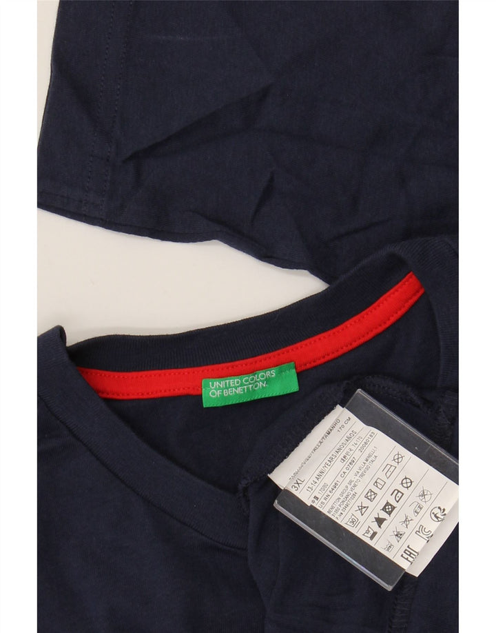 Chłopięcy top z grafiką BENETTON, długi rękaw, 13-14 lat, 3XL, granatowa, bawełniana