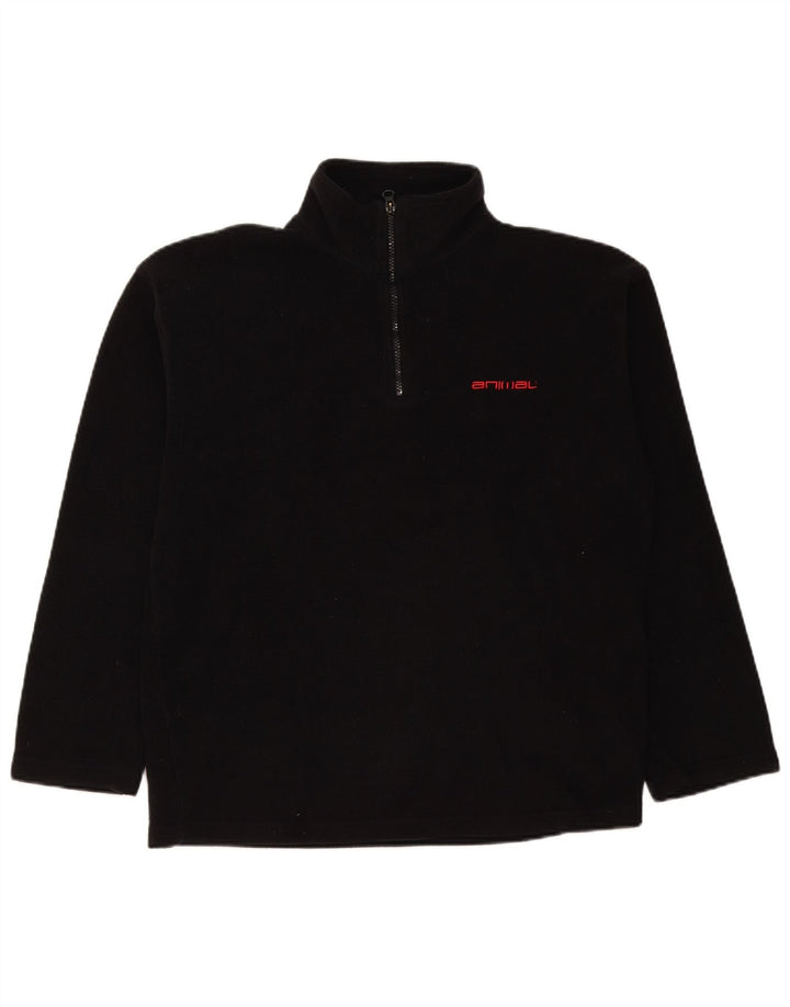 Męski sweter polarowy ANIMAL z zamkiem błyskawicznym, duży, czarny poliester