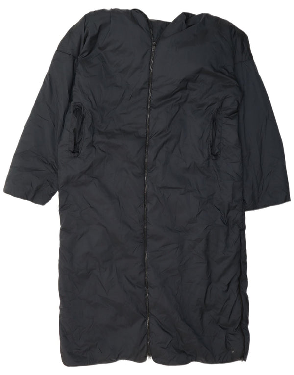 Damski płaszcz z kapturem, oversize, wyściełany Dkny UK 14, średni granatowy nylon