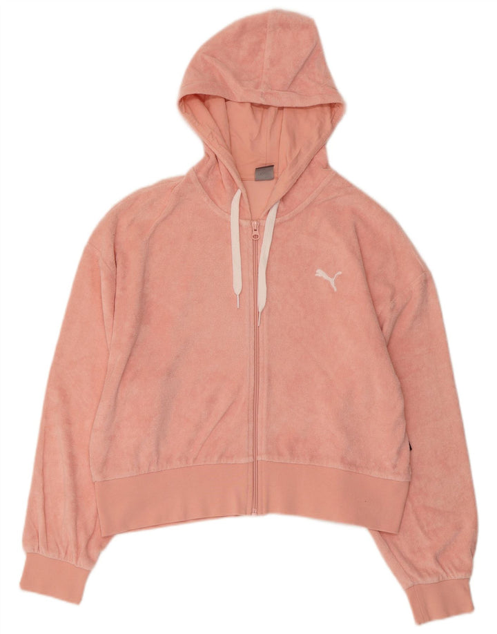 Damski sweter z kapturem i zamkiem błyskawicznym PUMA, UK 14, duży, różowy