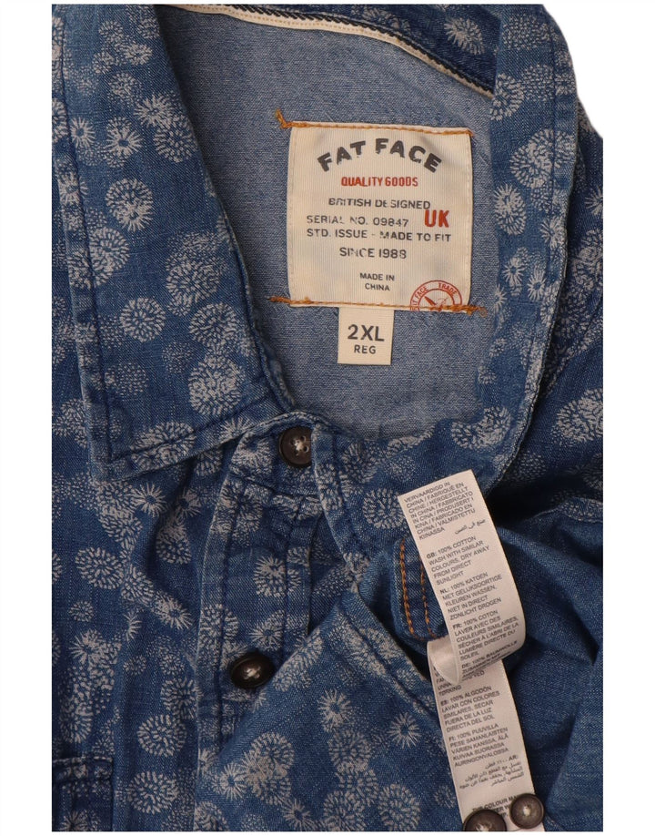 Koszula męska Fat Face 2XL, niebieska, bawełniana w kwiaty