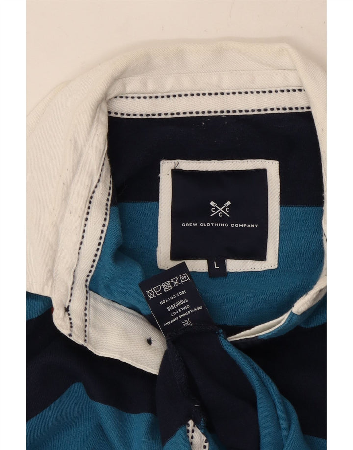 CREW ODZIEŻ Męska koszulka polo do rugby z grafiką, w duże granatowe paski