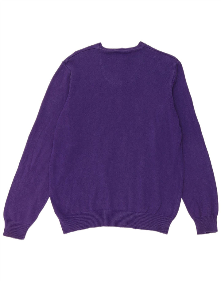Męski sweter Marks & Spencer Blue Harbor z dekoltem w kształcie litery V, średni fiolet