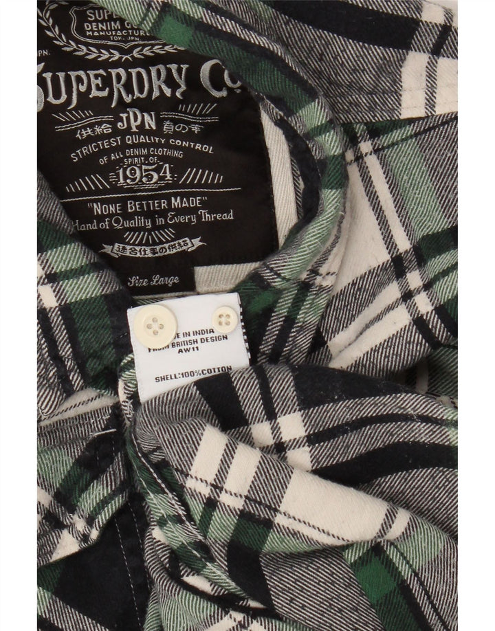Męska koszula flanelowa Superdry, duża, granatowa, bawełniana w kratę