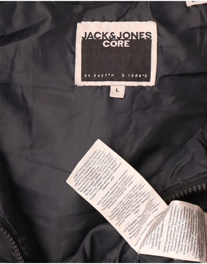 Męska wyściełana kamizelka z kapturem Jack & Jones UK 40, duża, czarna, poliester