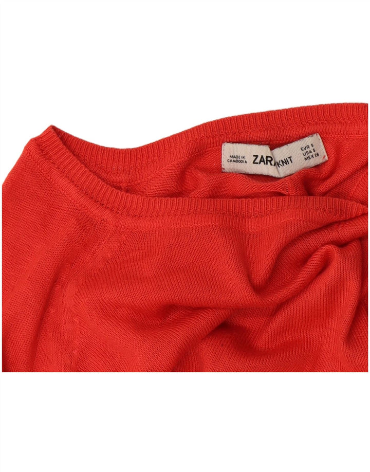Damski sweter oversize z dekoltem w łódkę Zara UK 10, mały pomarańczowy