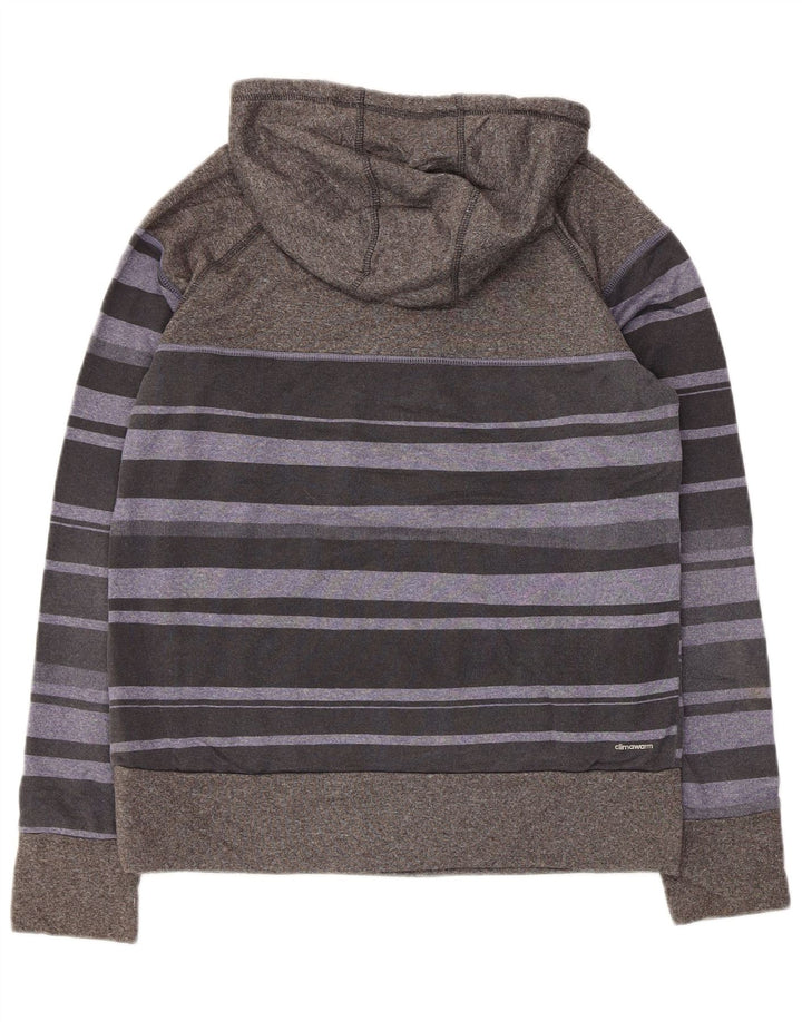 Damska bluza z kapturem Adidas UK 16, duża, szara, poliestrowa w paski