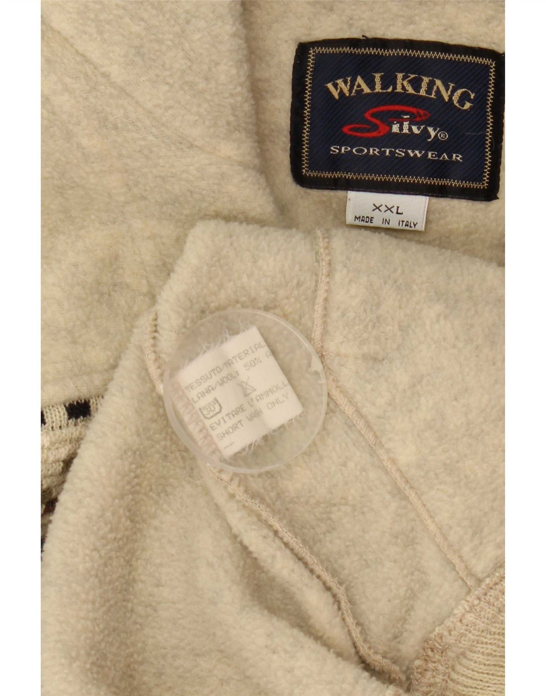 Męski sweter polarowy Silvy z zamkiem błyskawicznym 2XL, beżowa, geometryczna wełna