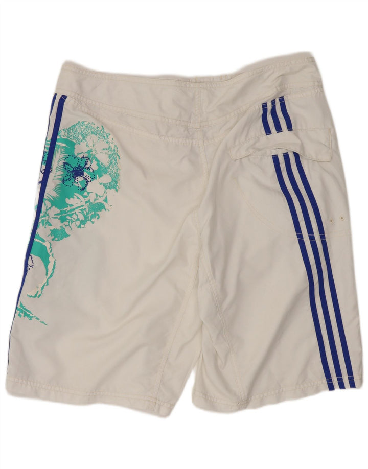 Męskie spodenki kąpielowe Adidas z grafiką, średni biały kwiatowy poliester
