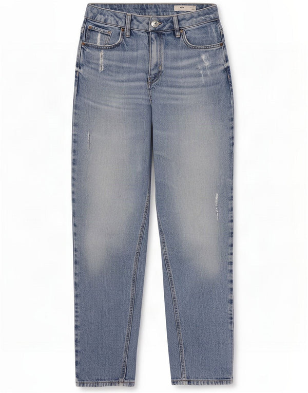 Marks & Spencer Womens High Waist Tapered Jeans UK 12 Medium W28 L27 Blue