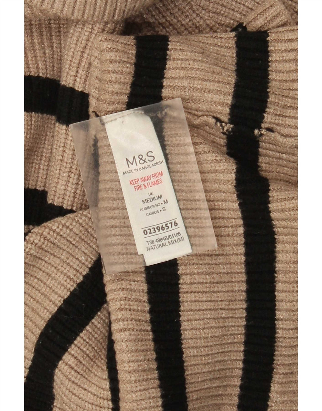 Marks & Spencer Damski sweter z golfem UK 12 w średnie beżowe paski