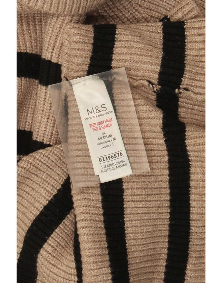 Marks & Spencer Damski sweter z golfem UK 12 w średnie beżowe paski