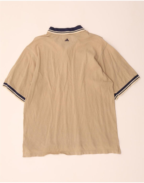 Męska koszulka polo do rugby Adidas, UK 40/42, średnia, beżowa, bawełniana w paski