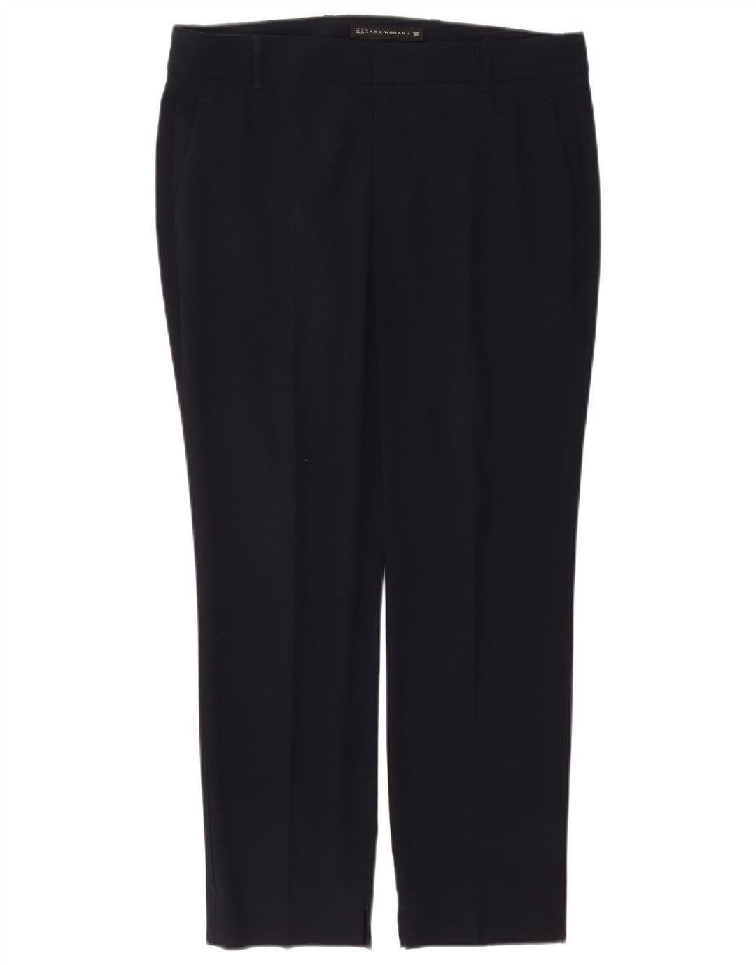 Damskie spodnie garniturowe Zara, średnie W28 L26, granatowe, poliestrowe
