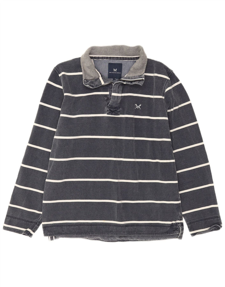 CREW CLOTHING Męski sweter z zamkiem błyskawicznym i średnim granatem w paski