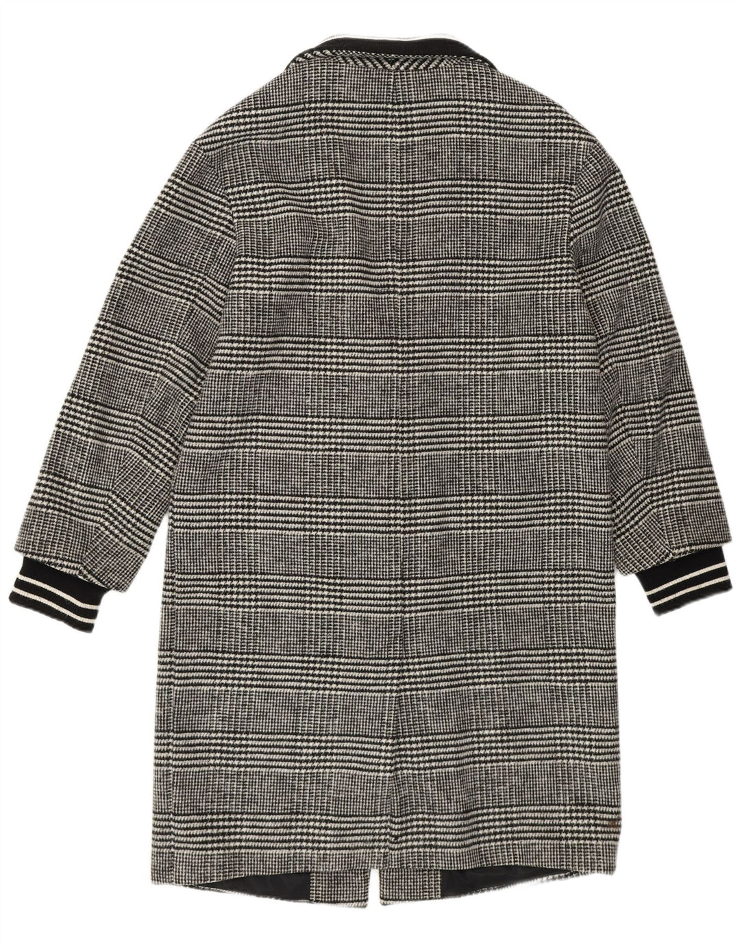 SISLEY Womens Overcoat UK 12 Medium  Grey Houndstooth