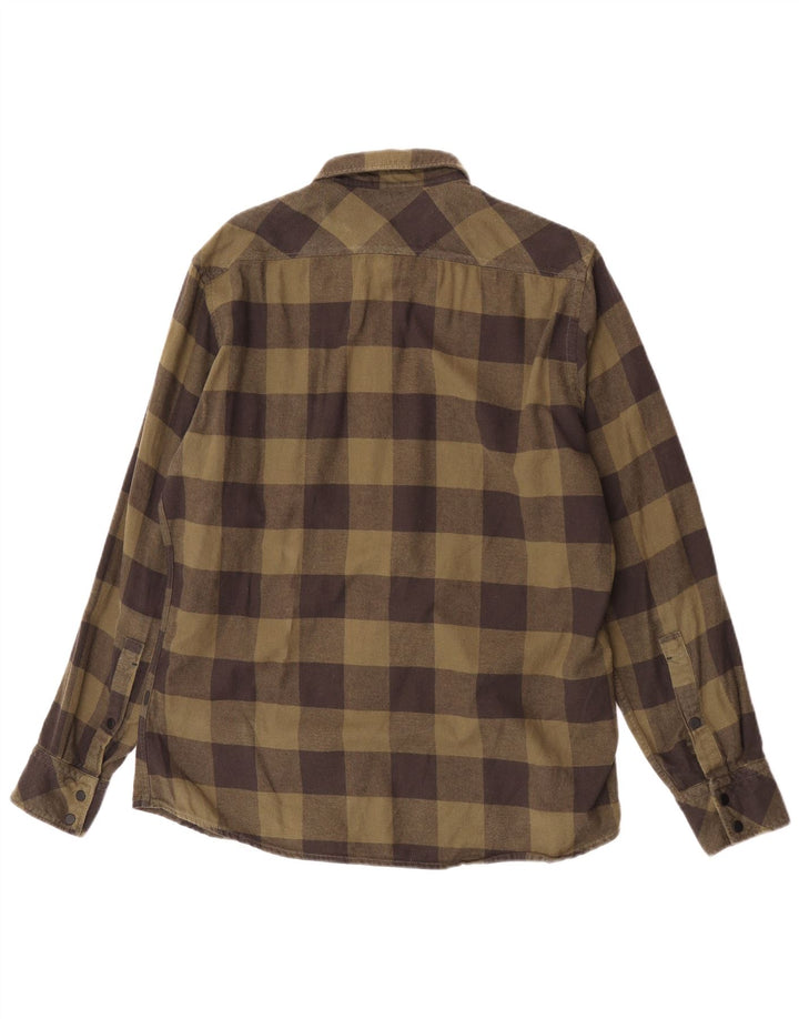 Męska koszula flanelowa Hugo Boss o regularnym kroju, duża, bawełniana w kratkę khaki
