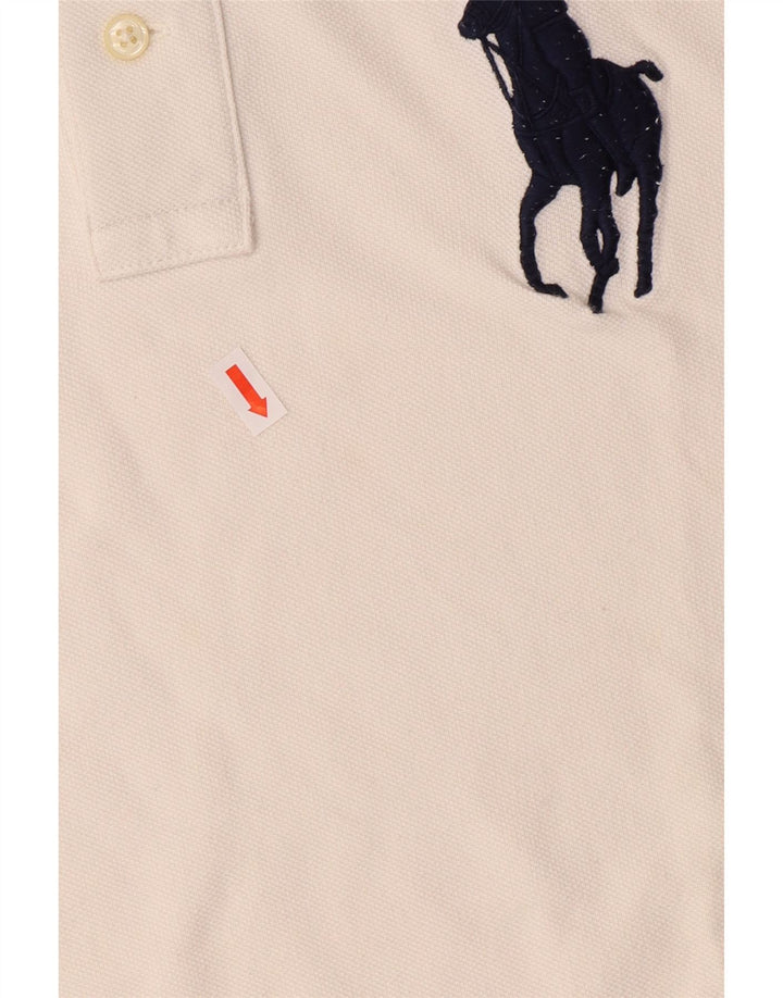 POLO RALPH LAUREN Chłopięca koszulka polo z grafiką, duża, biała, bawełniana, na 14-15 lat